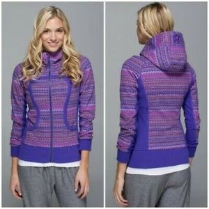 Scuba Hoodie 2 Space Dye Twist Iris Flr Grapefruit